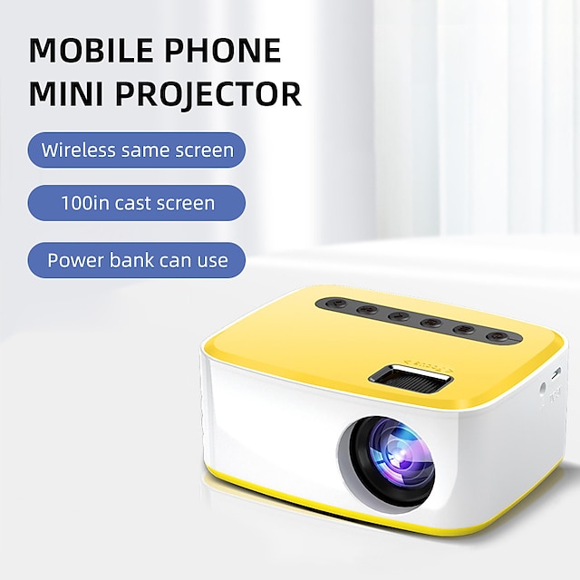  ny t20 mini projektor 500lm lumen 1920*1080p understøttet led video beamer til mobiltelefon spejling android valgfri projektor