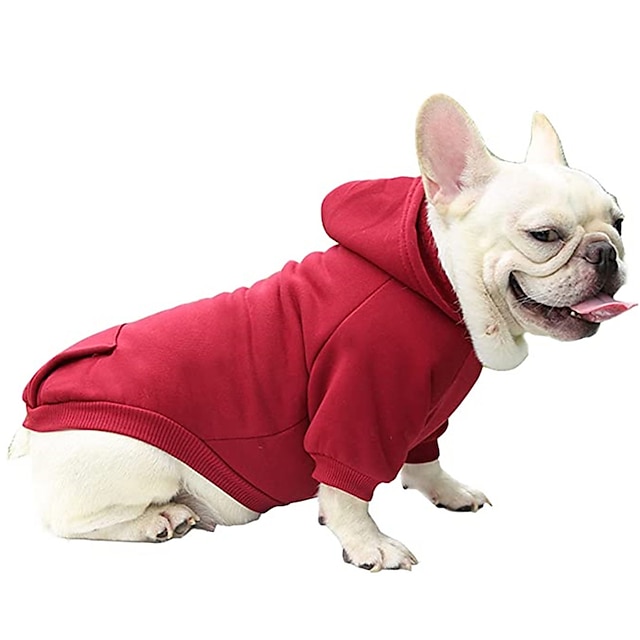 Chaqueta de invierno para mascota perro con bolsillo Cachorro Abrigo Con Capucha Ropa de Disfraz suave sólido