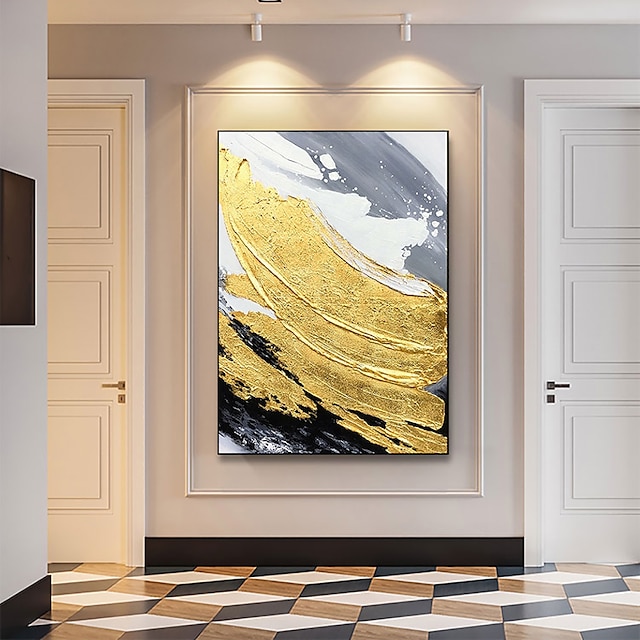 Home & Garden Wall Art | Oil Painting Hand Painted Modern Nordic style Abstract Gold Wall Art Home Room Decoration Rolled Canvas