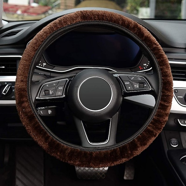 Soft Elastic Winter Warm Plush Steering Wheel Cover Auto DIY Car Accessories NEW 