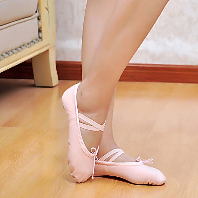  Uniseks Balletschoenen Oefen het trainen van dansschoenen Prestatie Platte schoenen Gesplitste zool Platte hak Elastiekje Instapper Wit Zwart Roze