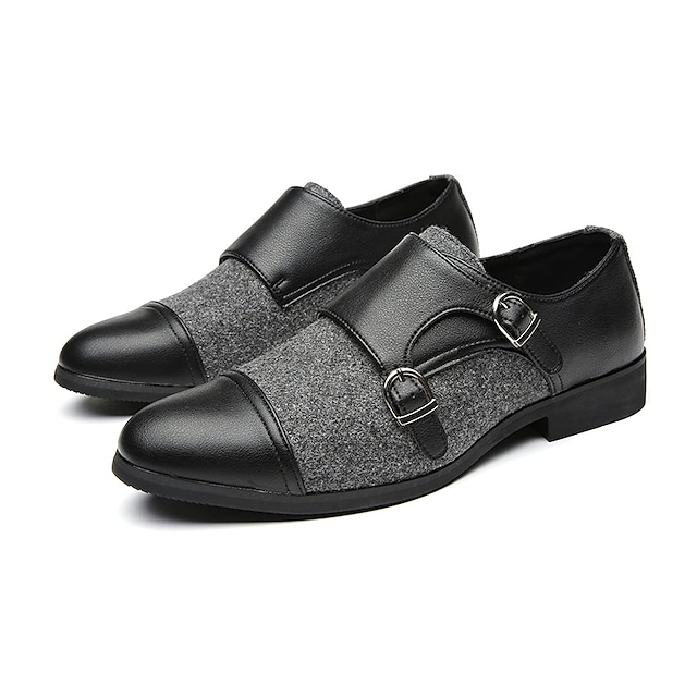  Men's Loafers & Slip-Ons Monk Shoes Plus Size Classic Casual Daily Office & Career PU Buckle Black Grey Black Green Summer Spring