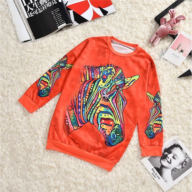 Baby & Kids Matching Outfits | Mommy and Me Tops Sweatshirt Letter Animal Sports & Outdoor Print Green Black Orange Long Sleeve 