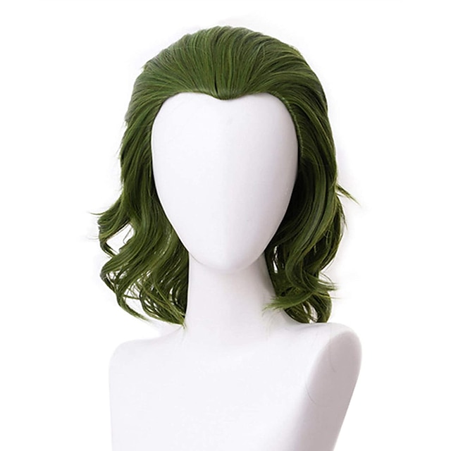  Peruca de palhaço mersi perucas verdes para coringa cosplay peruca masculina meninos curto peruca de cabelo ondulado para festa