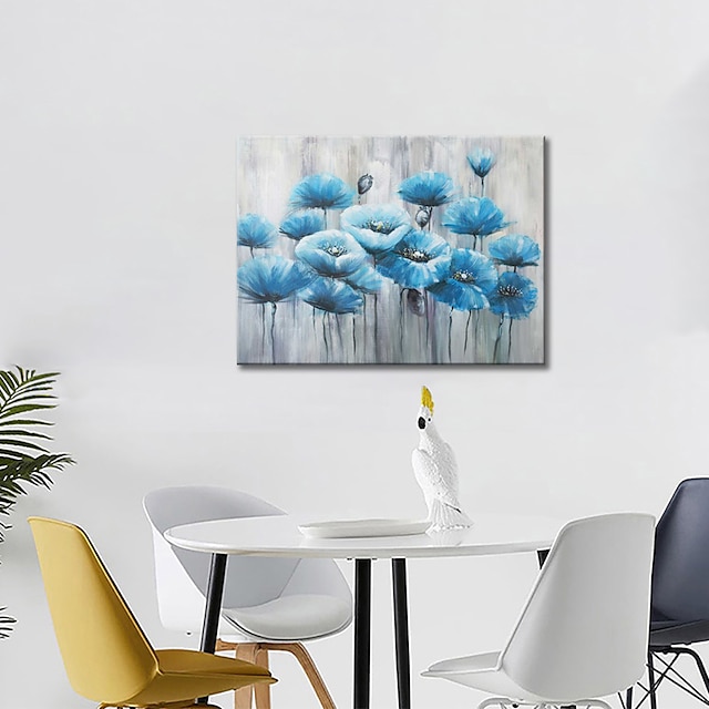 Home & Garden Wall Art | Oil Painting Handmade Hand Painted Wall Art Modern Abstract Blue Flower Home Decoration Decor Rolled Ca