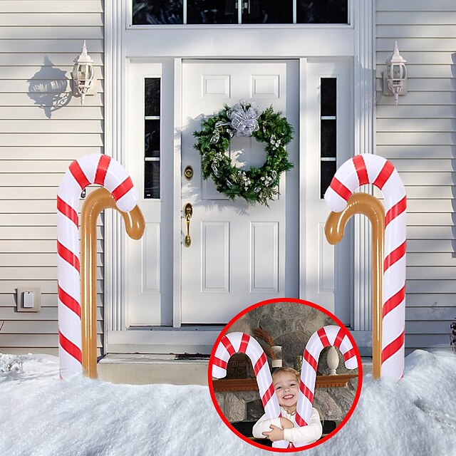 2 Pieces Inflatable Christmas Peppermint Candy Cane Lollipop Balloon Merry Christmas Decoration for Home Xmas Ornaments Outdoor Decors Navidad Gifts Noel 9