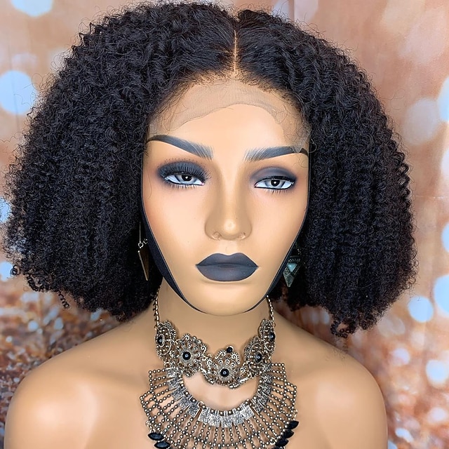 

Remy Human Hair 360 Lace Wig Middle Part Brazilian Hair Kinky Curly Natural Wig with Baby Hair Bleached Knots Women's Lace Wig