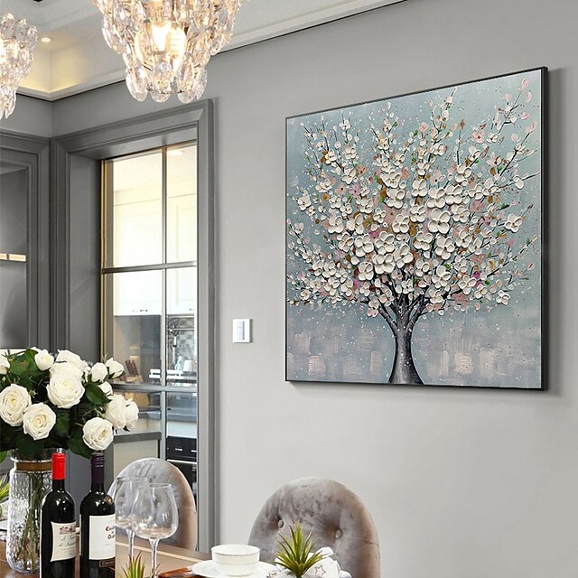 Home & Garden Wall Art | Handmade Oil Painting Canvas Wall Art Decoration Palette Knife Painting Colorful Cherry Blossoms for Ho