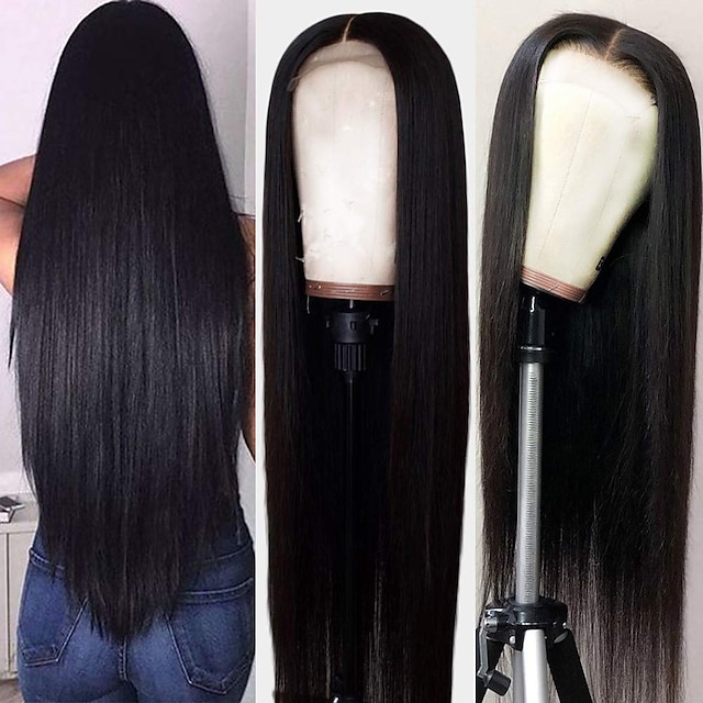 

Remy Human Hair 13x4 Lace Front Wig Middle Part Brazilian Hair Straight Natural Straight Natural Wig 150% 180% Density with Baby Hair Lustrous Lace Women 100% Virgin For Women's Long Human Hair Lace