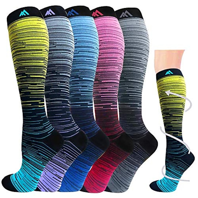  3 párů odstupňovaných zdravotních kompresních ponožek pro ženy&pánské 20-30mmhg podkolenky (vícebarevné 1, malé/střední (velikost USA))