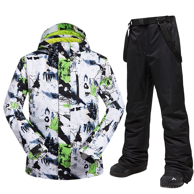  MUTUSNOW Pánské Lyžařská bunda s kalhotami Lyžařská kombinéza Venkovní Zima Zahřívací Voděodolný Větruvzdorné Prodyšné Sněhová kombinéza Celotělové oblečení pro Lyže Snowboard Zimní sporty