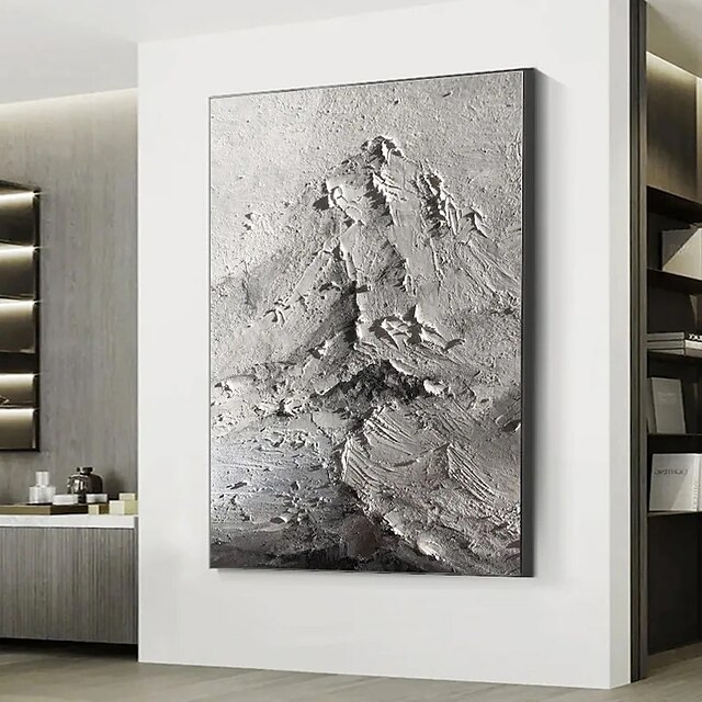 Home & Garden Wall Art | Handmade Oil Painting Canvas Wall Art Decoration Abstract Texture Painting Grey Mountains for Home Deco