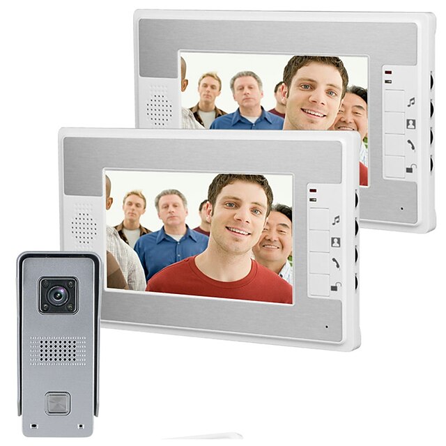  MOUNTAINONE SY812MKW12 Interphone Wired Camera / Built in out Speaker 7 inch Hands-free 960-640 Pixel One to Two video doorphone