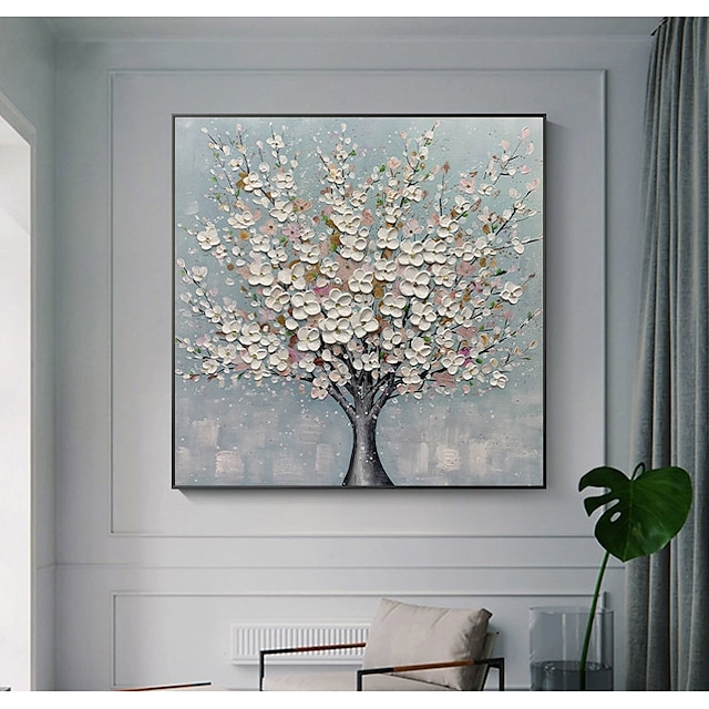 Home & Garden Wall Art | Handmade Oil Painting Canvas Wall Art Decoration Palette Knife Painting Colorful Cherry Blossoms for Ho