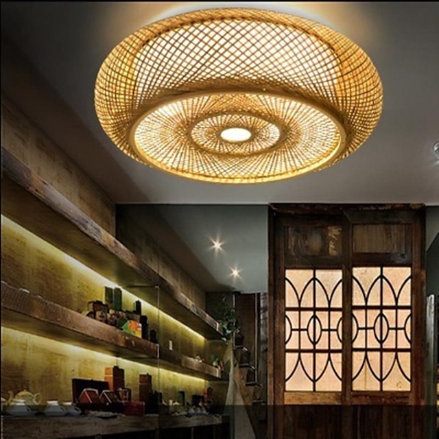  Unterputz-Deckenleuchte LED-Kreis-Design Natur inspiriert / nordischer Stil für Esszimmer / Geschäfte / Cafés Holz / Bambus 220-240 V