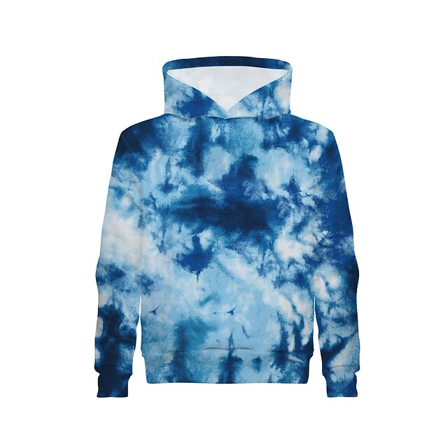 Baby & Kids Boys Clothing | Kids Boys Hoodie Long Sleeve Blue 3D Print Graphic Tie Dye Daily Active 4-12 Years / Fall - XC87772