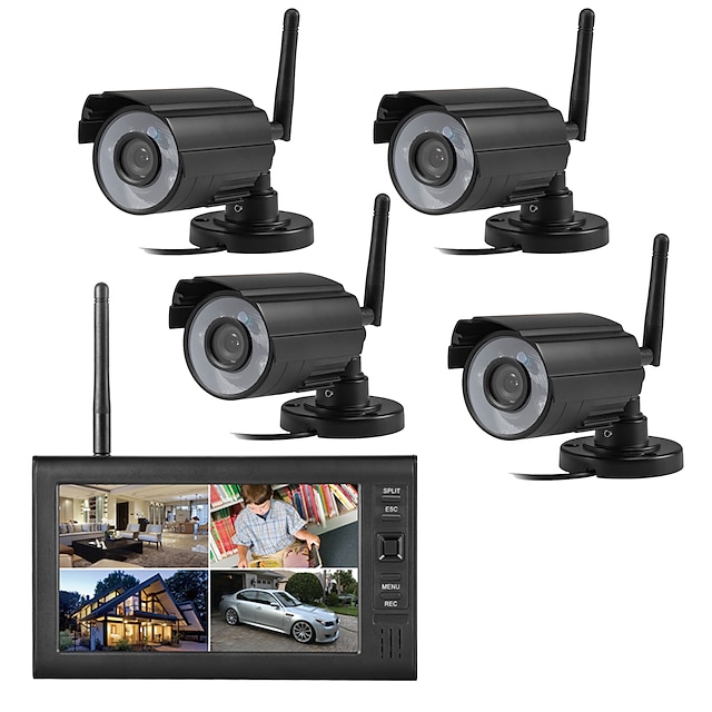  4ch nvr video surveillance kit cctv draadloos systeem audio record outdoor ahd 720p beveiligingscamera set