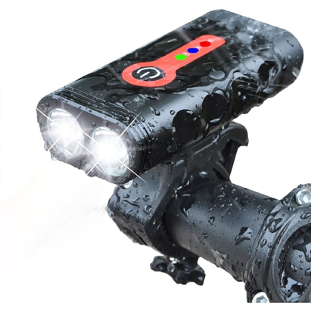  - اضواء الدراجة ضوء الدراجة الأمامي مصابيح الدراجة ركوب الدراجة ضد الماء محمول قابل للتعديل بطارية ليثيوم 2400 lm أخضر - WOSAWE