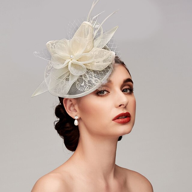 Fascinators Hats Headpiece Feathers Net Saucer Hat Wedding Horse Race ...