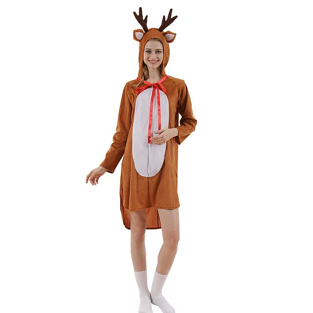 Toys & Hobbies Cosplay & Costumes | Adults Christmas Dress Kigurumi Pajamas Nightwear Reindeer Rudolph Onesie Pajamas polyester 