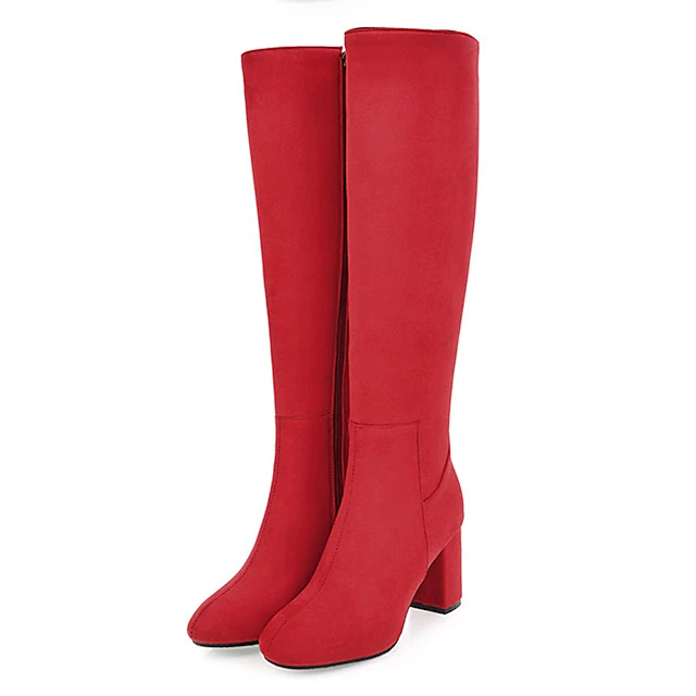 Women's Boots Xmas Shoes Heel Boots Christmas Daily Knee High Boots ...