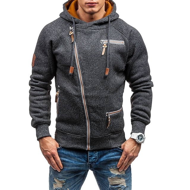 Mens Clothing Mens Hoodies & Sweatshirts | mens fashion zipper decoration hoodies drawstring long sleeve casual sweatshirts - FM