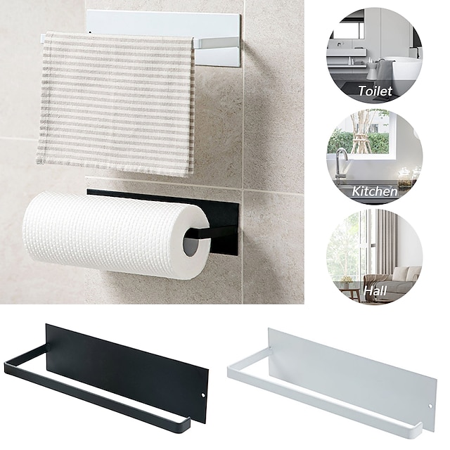  Stainless Steel Paper Towel Holder Rack Toilet Kitchen Roll Paper Holder Self-adhesive Kitchen Toliet Accessories Bathroom Towel Holder