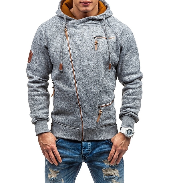 Mens Clothing Mens Hoodies & Sweatshirts | mens fashion zipper decoration hoodies drawstring long sleeve casual sweatshirts - FM