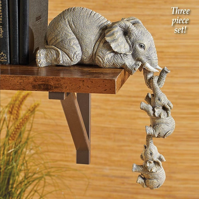 olifant hars ornamenten driedelige decoraties 3 olifanten moeders en twee baby's hangen aan de rand van handgemaakte beelden