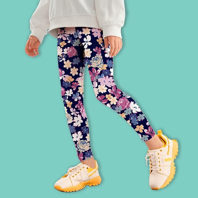 Kids Girls' Leggings Dusty Blue Floral 