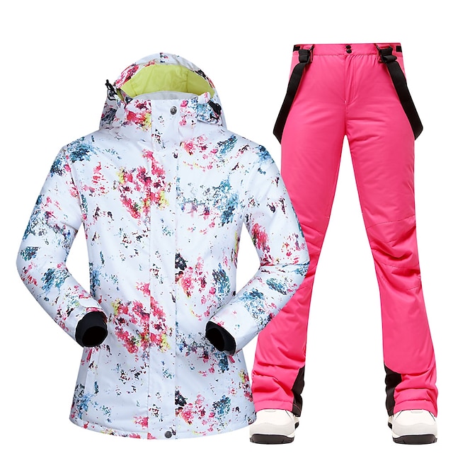  MUTUSNOW Per donna Giacca e pantaloni da sci Tuta da sci Esterno Inverno Tenere al caldo Ompermeabile Antivento Traspirante Cappuccio staccabile Tuta da neve Completo tuta per Sci Snowboard Sport