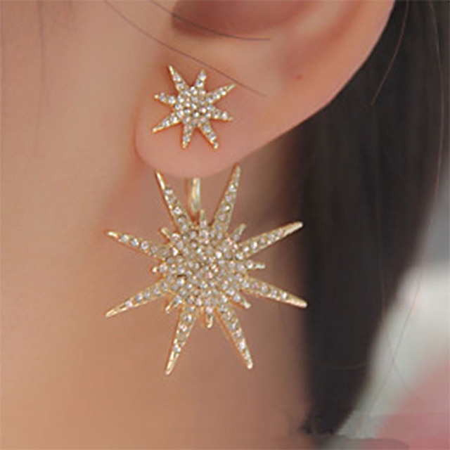  1pc Stud Earrings Jacket Earrings For Women's Crystal Party Wedding Birthday Cubic Zirconia Rhinestone Star Galaxy Star of David Gold / Casual / Daily