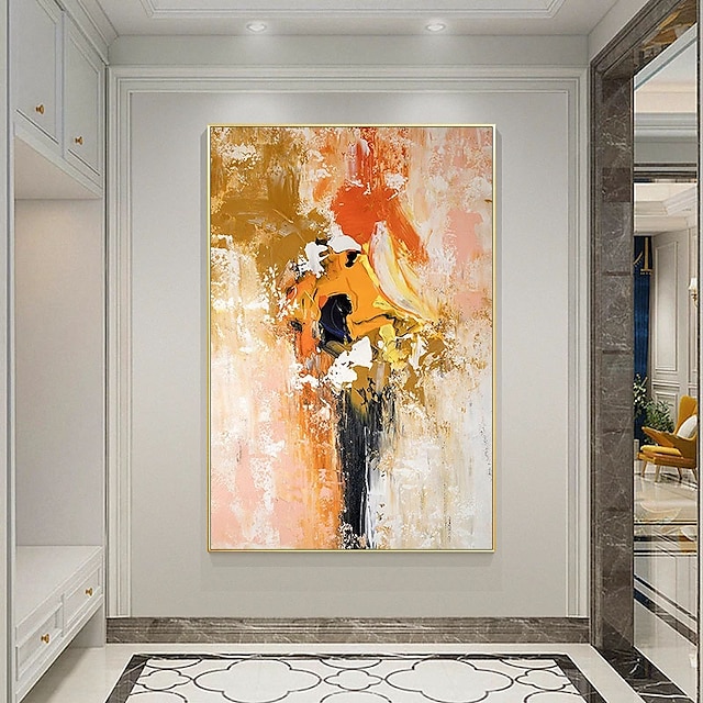 Home & Garden Wall Art | Oil Painting Handmade Hand Painted Wall Art Modern Black Orange Abstract Home Decoration Decor Rolled C