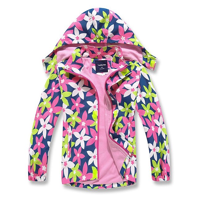 Baby & Kids Girls Clothing | Kids Girls Coat Long Sleeve Green Blue Purple Floral Pocket Fall Winter Active Street 3-10 Years / 