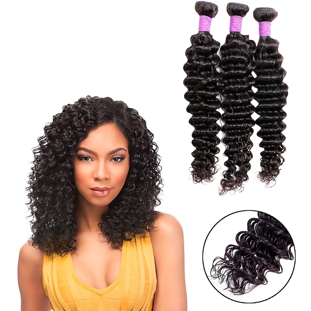 

3 Bundles Hair Weaves Burmese Hair Natural Straight Human Hair Extensions Remy Human Hair Natural Color Hair Weaves / Hair Bulk 10-32 inch Natural Color Soft Smooth Women / African American Wig