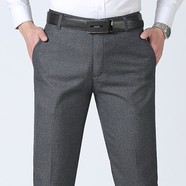 Men's Dress Pants Trousers Business Pocket Plain Breathable Quick Dry ...