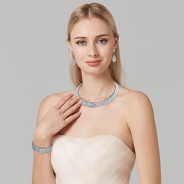  Jewelry Set Bracelet Bangles For Women's Party Wedding Prom Imitation Diamond Wedding / Drop Earrings / Choker Necklace