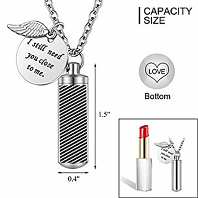 Shoes & Bags Fashion Accessories | cylinder urn necklace for ashes cremation jewelry/keychain for human pet stainless steel memo