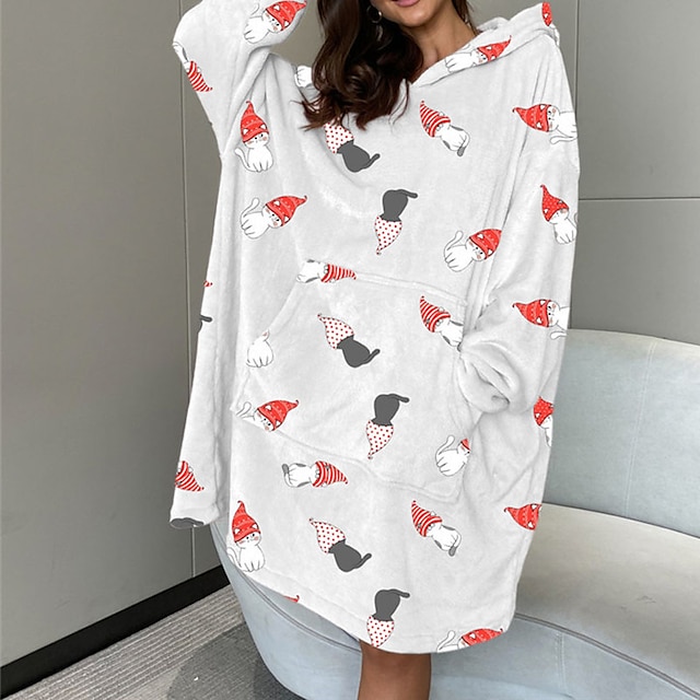 Womens Clothing Womens Sleep & Lounge | Womens Pajamas Hoddie Blanket 1 pc Cartoon Simple Fashion Soft Home Christmas Daily Poly