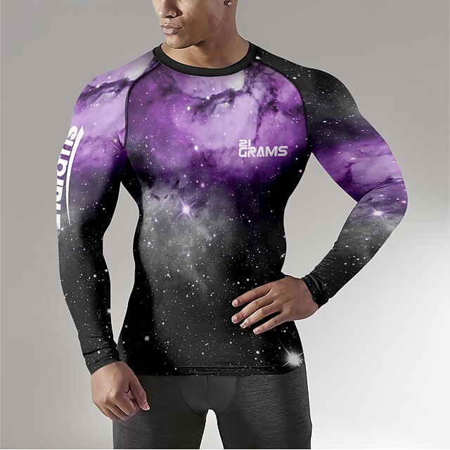  21Grams® Men's Long Sleeve Compression Shirt Running Shirt Top Athletic Athleisure Spandex Breathable Quick Dry Moisture Wicking Fitness Gym Workout Running Active Training Exercise Sportswear Normal