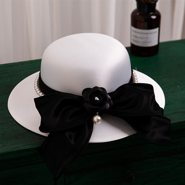  Elegant Pearl Silk Hats with Bowknot / Floral / Beading 1pc Wedding / Special Occasion Headpiece