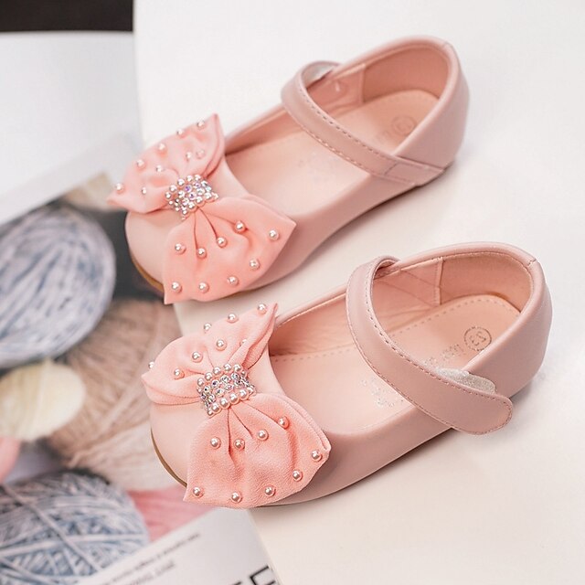 Shoes & Bags Kids Shoes | Girls Flats Flower Girl Shoes Microfiber Dress Shoes Little Kids(4-7ys) Pink Ivory Fall Spring - IY988