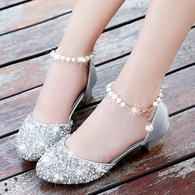 Children Kids Baby Girl Pearls Crystal Ruffles Princess Shoes Sandals Slipper US 