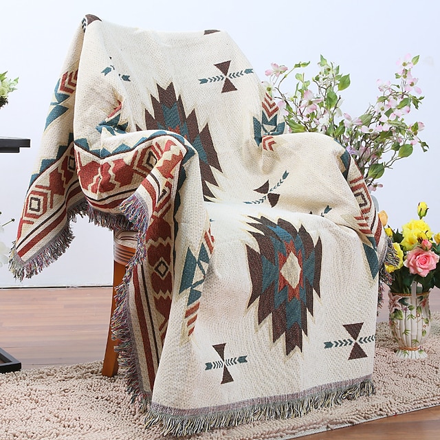  aztécká přikrývka americká přikrývka boho dekor oboustranné tkané střapce mexické přikrývky a přehozy na pohovku postel židle stěna obývací pokoj venkovní cestování