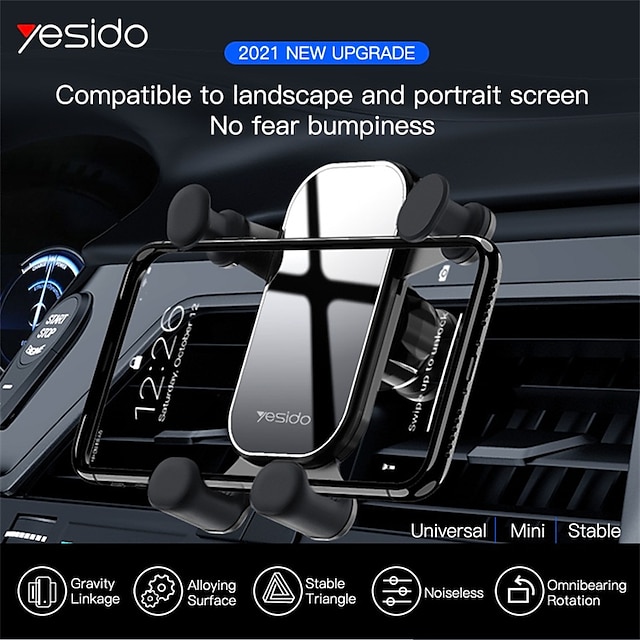  1Set Universal Cell Phone Gravity Holder for Car Solid & Durable Car Phone Holder Mount for Dashboard Windshield Air Vent  Strong Suction Cell Phone Car Mount Thick Case Heavy Phones Friendly