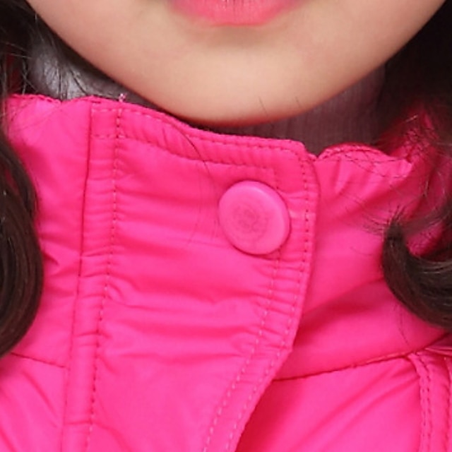 Baby & Kids Girls Clothing | Kids Girls Coat Long Sleeve Blue Pink Fuchsia Plain Zipper Winter Active Sport 3-13 Years - JM71718