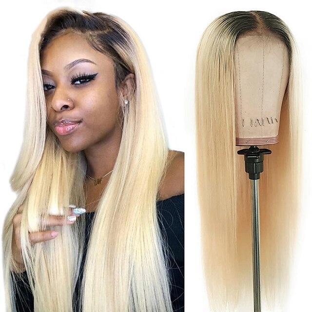 

150 1361 Lace 613 Blonde Ombre Color Brazilian Straight Wig Long Pre Plucked Glueless Lace Front Human Hair Wigs for Black Women