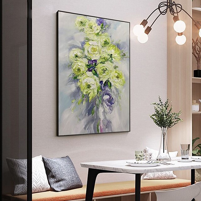 Home & Garden Wall Art | Oil Painting Handmade Hand Painted Wall Art Modern Abstract Beautiful Color Green Flower Home Decoratio