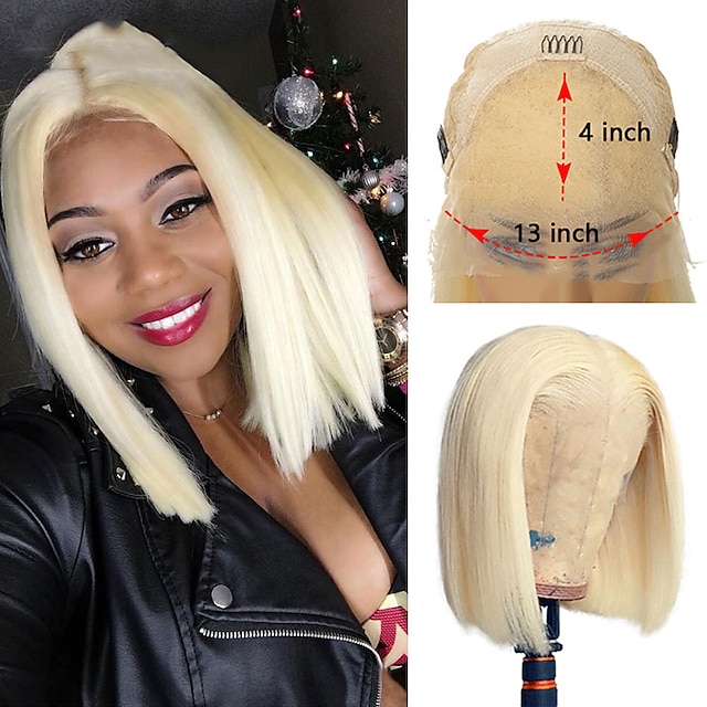 Beauty & Hair Wigs & Hair Pieces | 150% 13*4 Lace Blonde Short Bob Wigs HD Lace Frontal Wig 613 Lace Front Wig Human Hair Wigs T