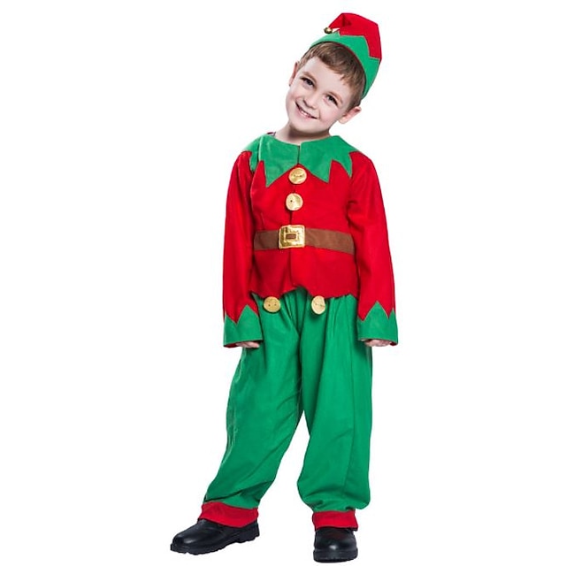  Santa Suit Santa Claus Cosplay Costume Outfits Christmas Dress Elf Costume Boys Girls' Special Christmas Christmas Carnival Masquerade Kid's Christmas Polyester Top Pants Hat